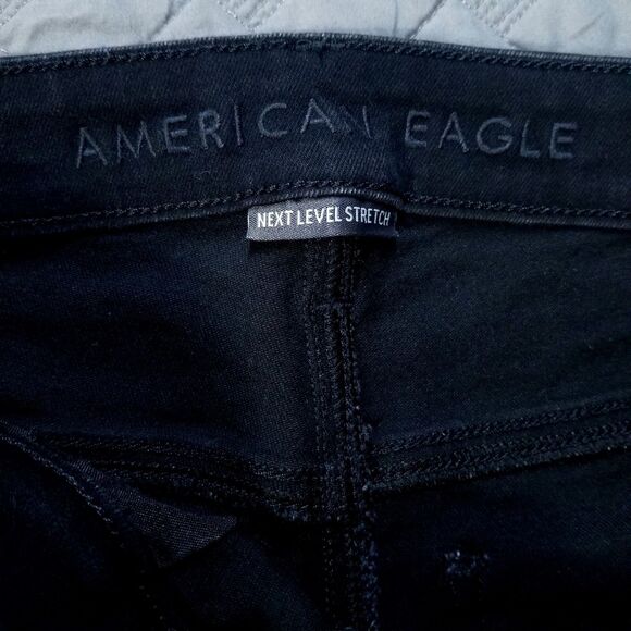 American Eagle Jeans Womens 6 Short Black Jegging Next Level Stretch Dark Denim - Picture 7 of 12